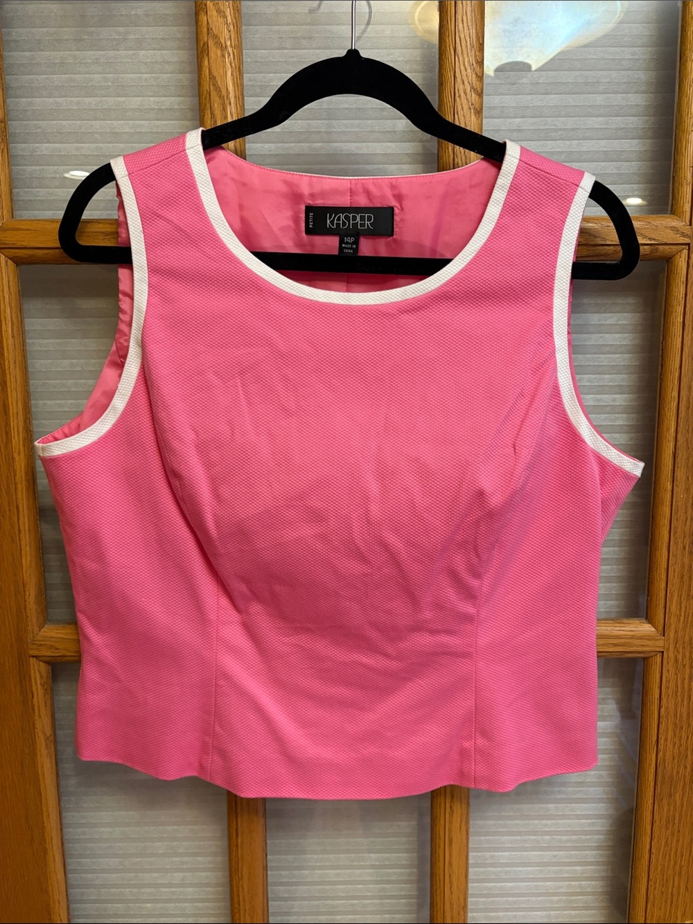 EUC Kasper Pink Tank Top with White Trim